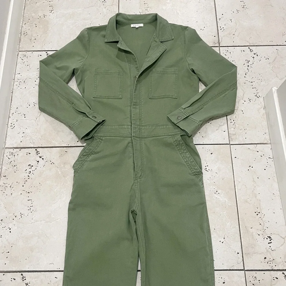 Z Supply Olive Utility Cotton Jumpsuit